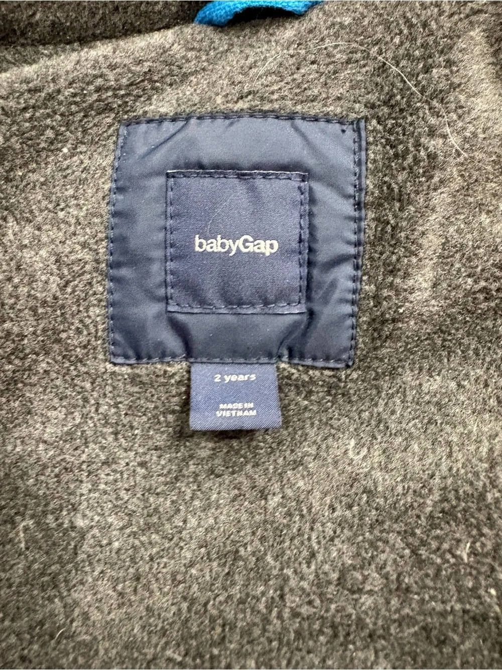 Gap baby navy blue hooded puffer jacket fleece lining boys 2 years GUC